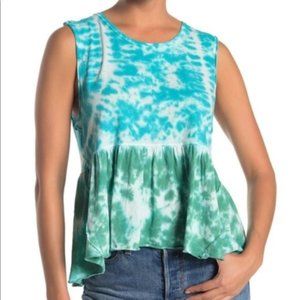 Free People Tie Dye Anytime Tank Teal Waters Size M NEW